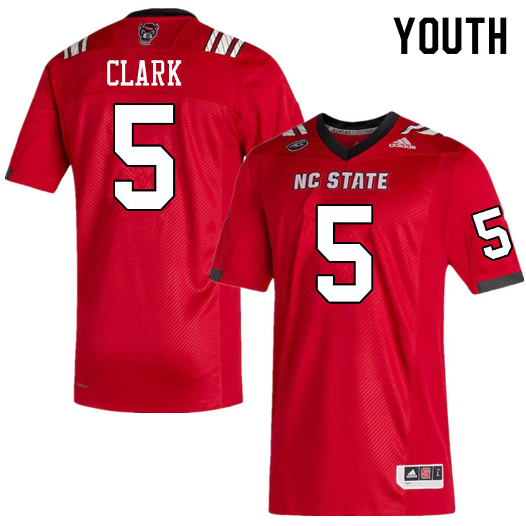 Youth #5 C.J. Clark NC State Wolfpack College Football Jerseys Sale-Red - Click Image to Close